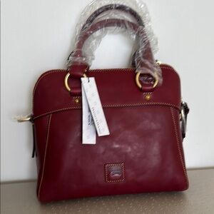 Dooney & Bourke Bordeaux Leather Satchel with Gold Hardware